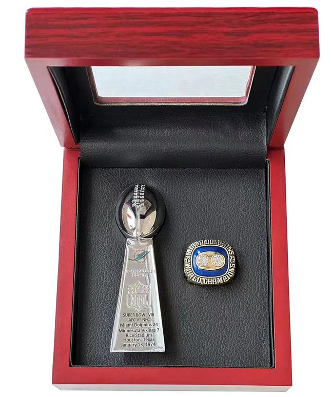 1973 & 1974 Miami Back-to-Back Championship Ring & Trophy Set – Replica Ring Set for Collectors & Fans