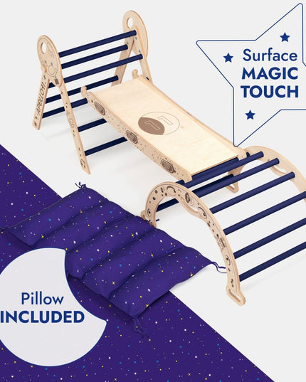 Apollo 4in1 Climbing Set:  Pikler Triangle, Arch, Slide Board, and Cushion for Little Toddlers Astronauts (1–3 Years)