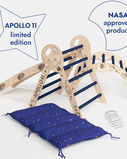 Apollo 4in1 Climbing Set:  Pikler Triangle, Arch, Slide Board, and Cushion for Little Toddlers Astronauts (1–3 Years)