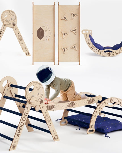Apollo 4in1 Climbing Set:  Pikler Triangle, Arch, Slide Board, and Cushion for Little Toddlers Astronauts (1–3 Years)