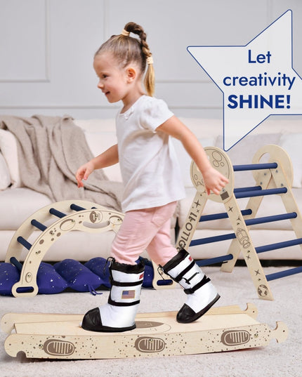 Apollo 4in1 Climbing Set:  Pikler Triangle, Arch, Slide Board, and Cushion for Little Toddlers Astronauts (1–3 Years)