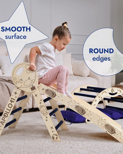 Apollo 4in1 Climbing Set:  Pikler Triangle, Arch, Slide Board, and Cushion for Little Toddlers Astronauts (1–3 Years)