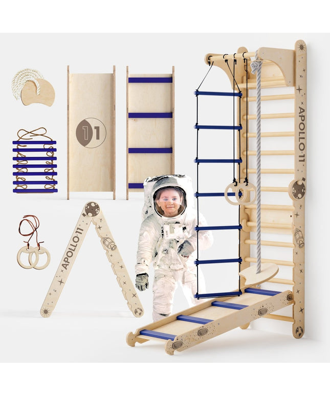 Apollo Swedish Wall / Climbing ladder for Little Austronauts + Moon swing Set + Slide Board