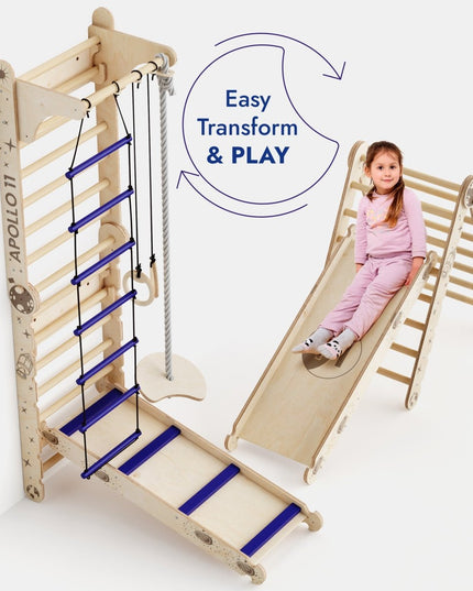 Apollo Swedish Wall / Climbing ladder for Little Austronauts + Moon swing Set + Slide Board