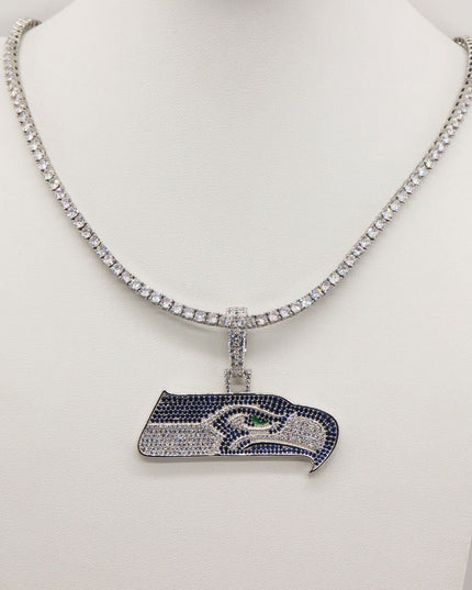 Seattle Seahawks Zircon Pendant Necklace – Game Day & Holiday Gift for Sports Fans