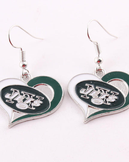 Football Team Logo Heart Earrings –  Game Day Accessories & Gift for Sports Fan