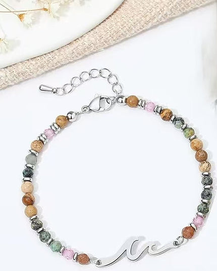 Ocean Wave Bracelet – Adjustable Beaded Bracelet with Wave Charm, Perfect Gift for Her