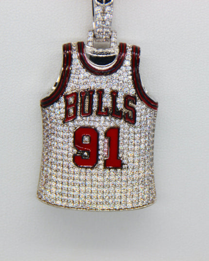 Chicago Bulls Dennis Rodman #91 Jersey Pendant Necklace – Premium Zircon Basketball Fan Gift