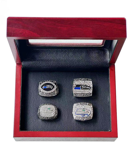 Seattle Seahawks Championship Ring Set – 4PCS Collector Celebration Gift for True Seahawks Fans