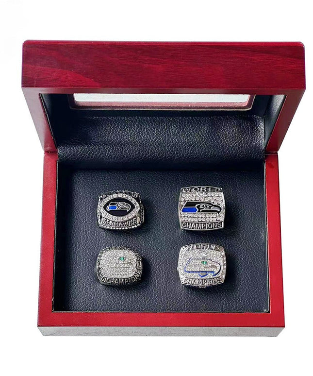 Seattle Seahawks Championship Ring Set – 4PCS Collector Celebration Gift for True Seahawks Fans