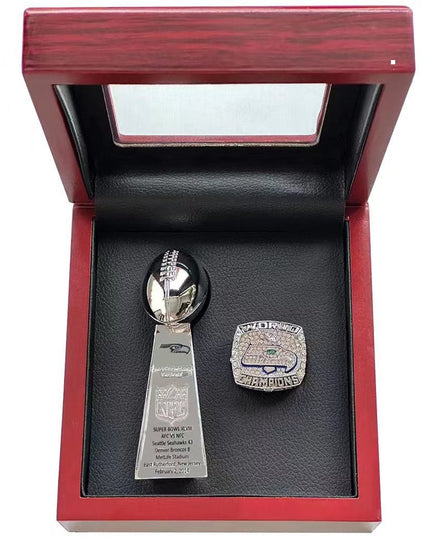2014 Seattle Seahawks Championship Ring & Trophy Set-Collectible Memorabilia