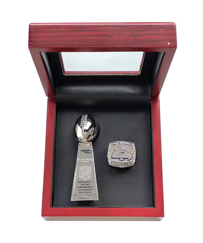 2014 Seattle Seahawks Championship Ring & Trophy Set-Collectible Memorabilia