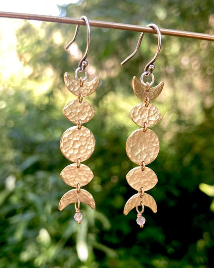 Moon Phase Earrings in Brass