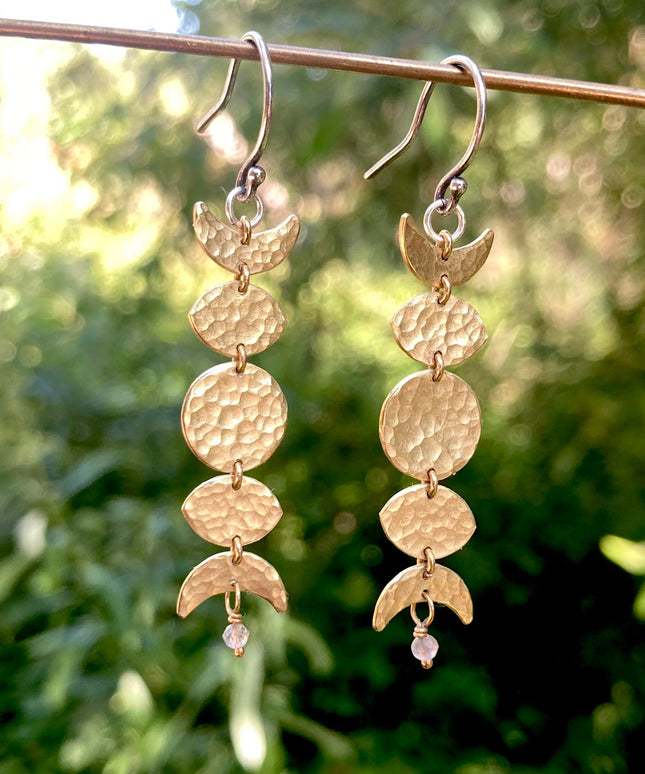 Moon Phase Earrings in Brass