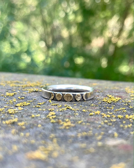 Moon Phase Band Ring in Brass and Sterling Silver