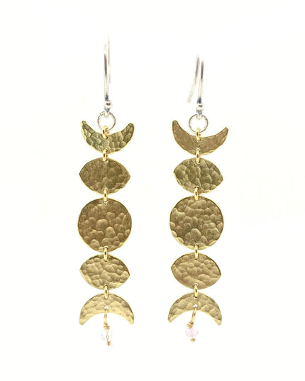 Moon Phase Earrings in Brass