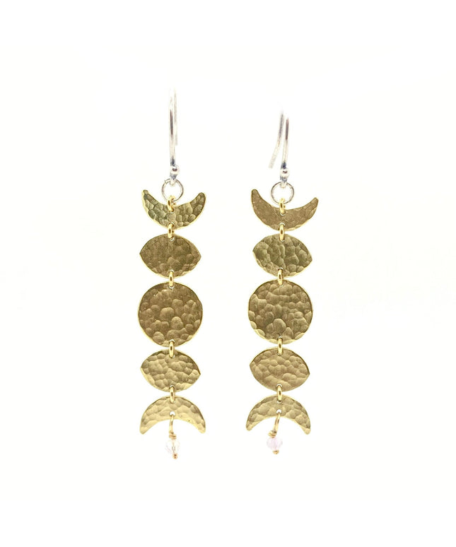 Moon Phase Earrings in Brass
