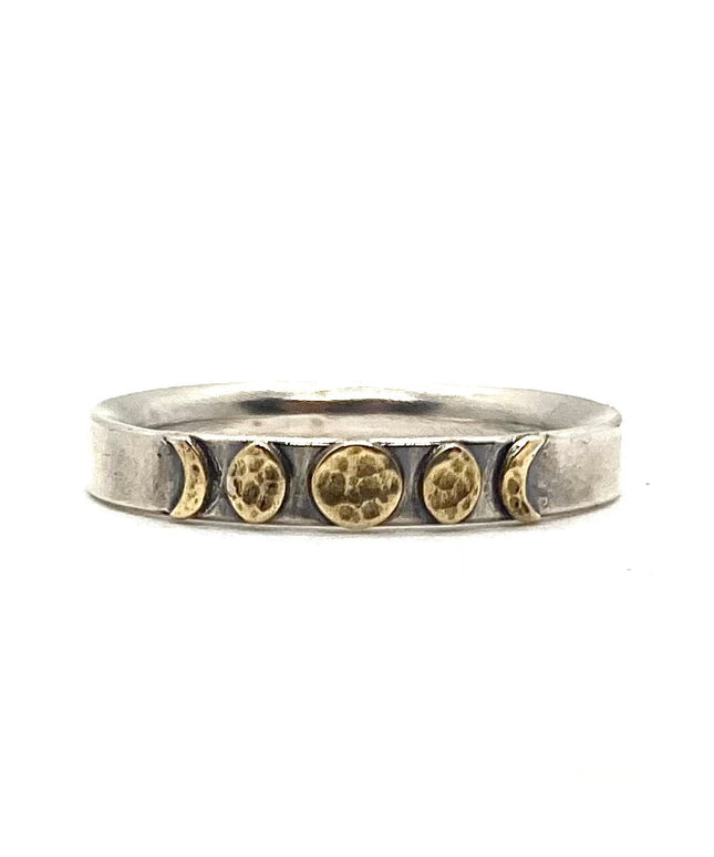 Moon Phase Band Ring in Brass and Sterling Silver