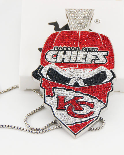 Newest Sports Team Logo Bandit Skull  Pendant Necklace – Iced Out Hip Hop Jewelry for True Fans