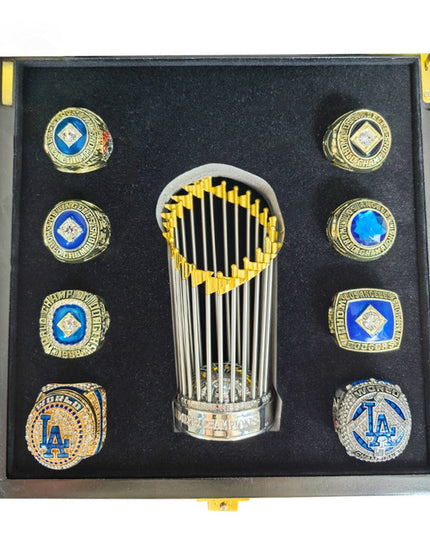Los Angeles Dodgers World Series Championship Rings Set with Trophy – 8 Piece Collector’s Gifts