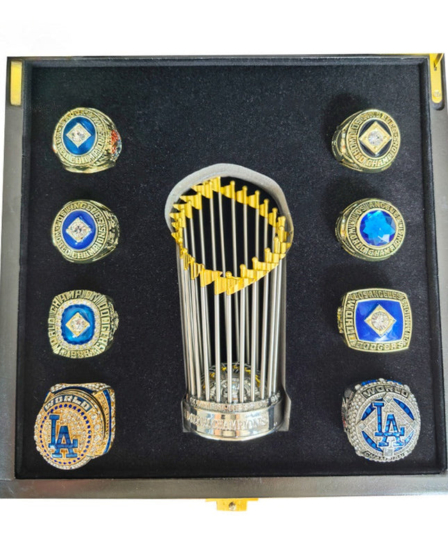 Los Angeles Dodgers World Series Championship Rings Set with Trophy – 8 Piece Collector’s Gifts