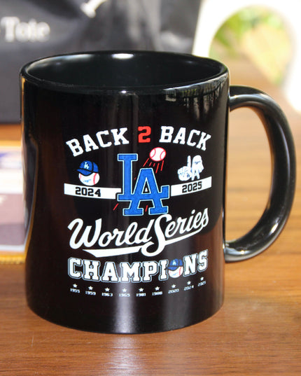Los Angeles Dodgers Back-to-Back Champions Mug – World Series Ceramic Coffee Cup, Fan Collectible Gift