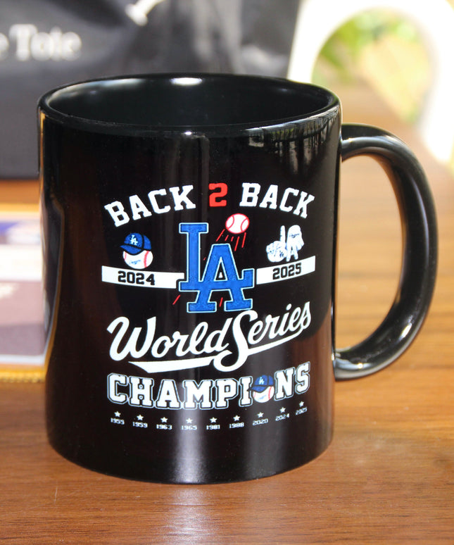 Los Angeles Dodgers Back-to-Back Champions Mug – World Series Ceramic Coffee Cup, Fan Collectible Gift