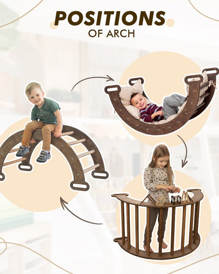 Climbing Arch Chocolate + Cushion - Montessori Climbers for Toddlers