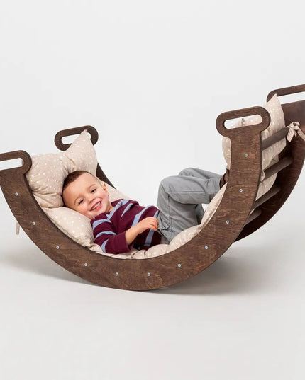 Climbing Arch Chocolate + Cushion - Montessori Climbers for Toddlers