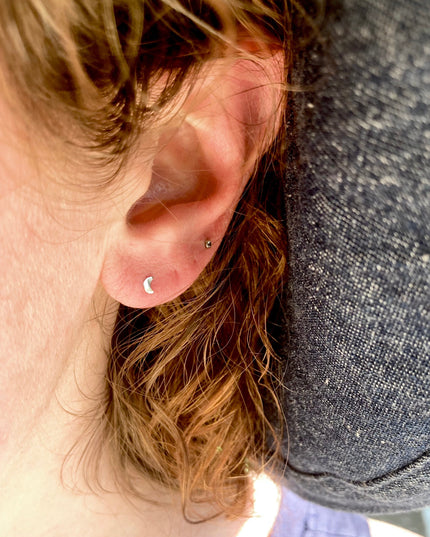 Crescent Moon Stud Earrings in Sterling Silver | Moon Phase Earrings
