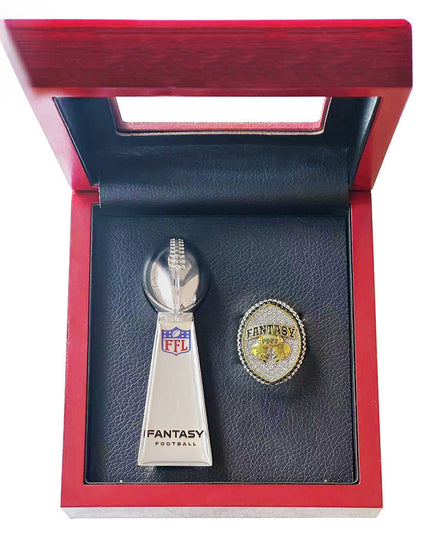 2023 Fantasy Football Champion Ring and Trophy Set – League Winner Award Gift Box