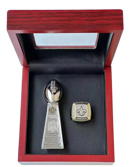 2010 New Orleans Saints Super Bowl XLIV Championship Ring & Trophy Set