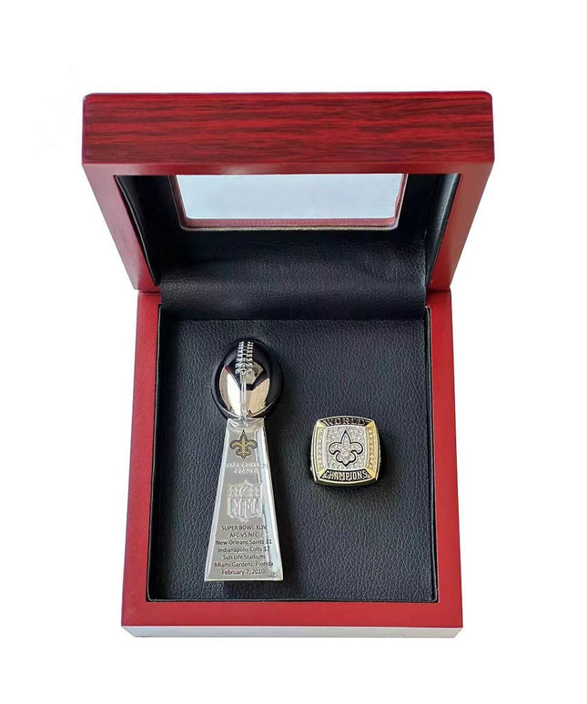 2010 New Orleans Saints Super Bowl XLIV Championship Ring & Trophy Set