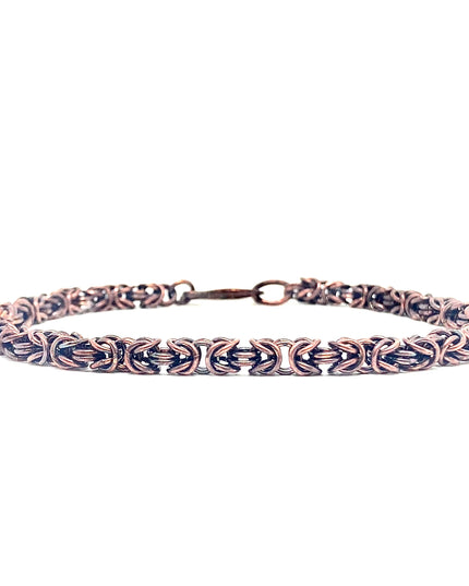 Delicate Byzantine Chainmaille Bracelet in Oxidized Copper