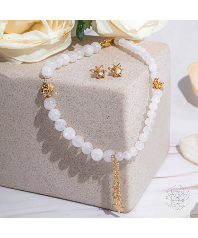 Divine Intuition - Moonstone Anklet and Earrings Set