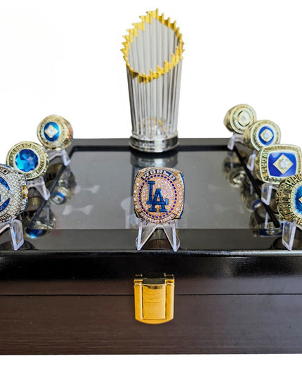Los Angeles Dodgers World Series Championship Rings Set with Trophy – 8 Piece Collector’s Gifts