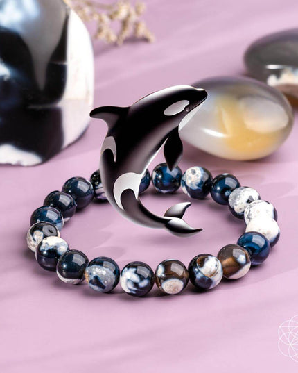 Exotic Orca Agate Bracelet of Deep Healing