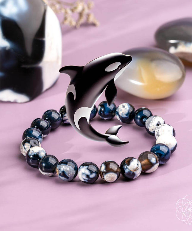 Exotic Orca Agate Bracelet of Deep Healing