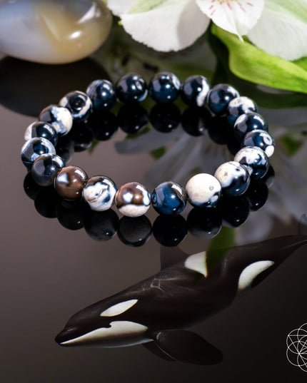 Exotic Orca Agate Bracelet of Deep Healing