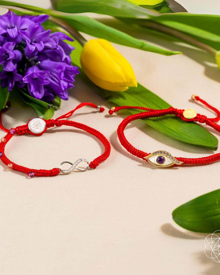 Eye of Spiritual Protection - Four-Strand Red String Bracelet