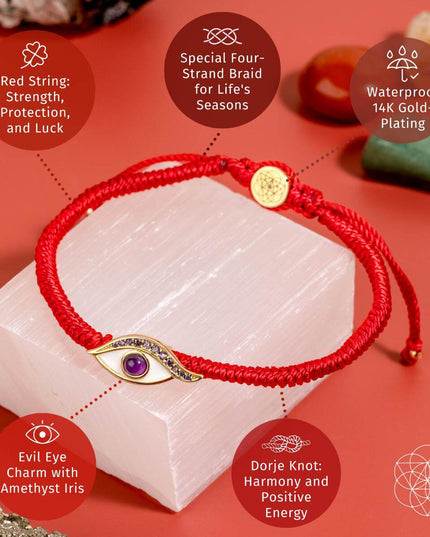 Eye of Spiritual Protection - Four-Strand Red String Bracelet