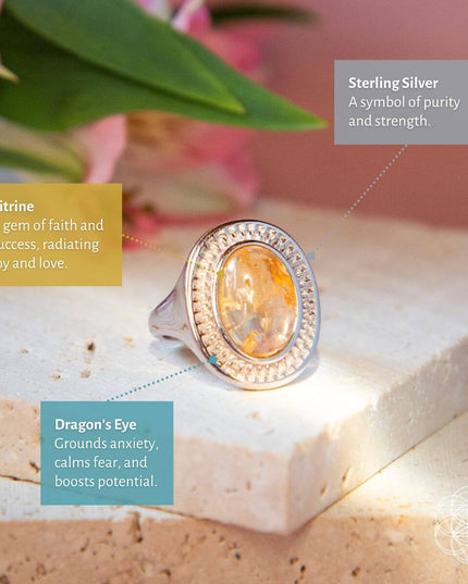 Eye of The Sun - Silver Aura Ring of Attraction