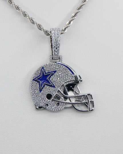 Dallas Cowboys Helmet Pendant Necklace – Sparkling Zircon Gift for Football Fans