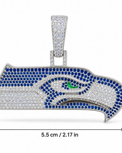 Seattle Seahawks Logo Pendant Necklace – with Heart Tennis Chain for Fans