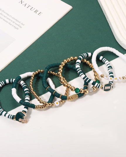 Game Day Football Bracelet Set – Stackable Beaded Jewelry Gift for Fans & Sports Lovers
