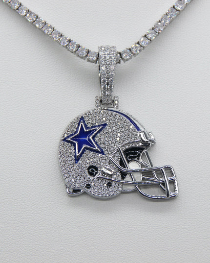 Dallas Cowboys Helmet Pendant Necklace – Sparkling Zircon Gift for Football Fans
