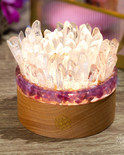 Find My Peace - Quartz & Tourmaline Lamp of Blooming Tranquility