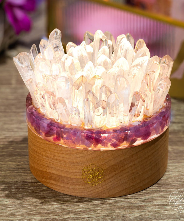 Find My Peace - Quartz & Tourmaline Lamp of Blooming Tranquility