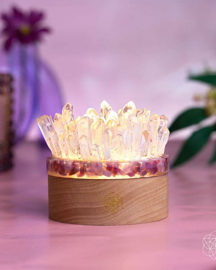 Find My Peace - Quartz & Tourmaline Lamp of Blooming Tranquility