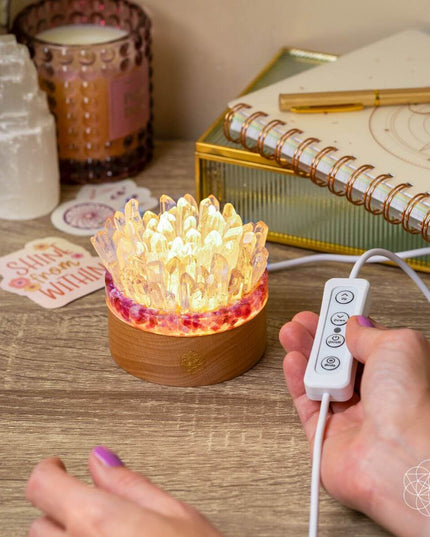 Find My Peace - Quartz & Tourmaline Lamp of Blooming Tranquility